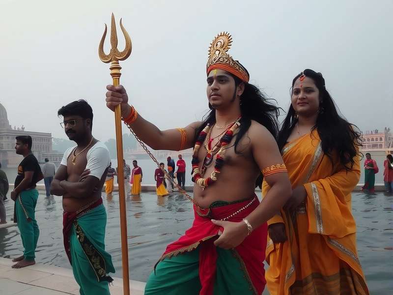 Chandra S Charm community meetup in Varanasi with players dressed as Chandra visiting a ghat